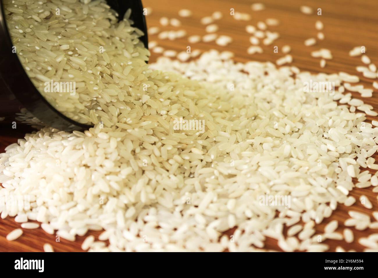 Horizontal Rice Pictures White rice bowl in wood isolated, Concept of Water-Conserving Products ...
