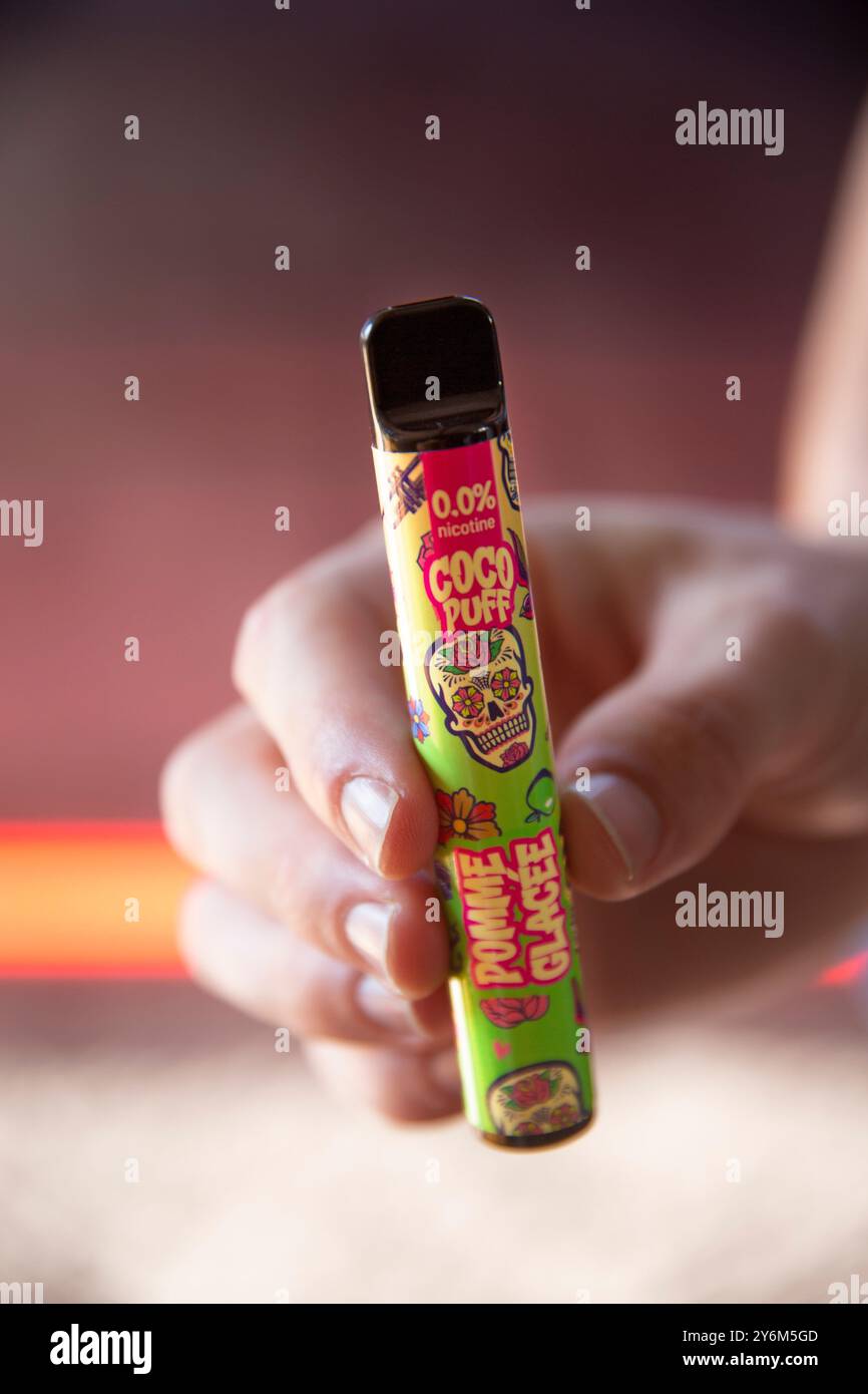 Puff, small disposable electronic cigarette Stock Photo