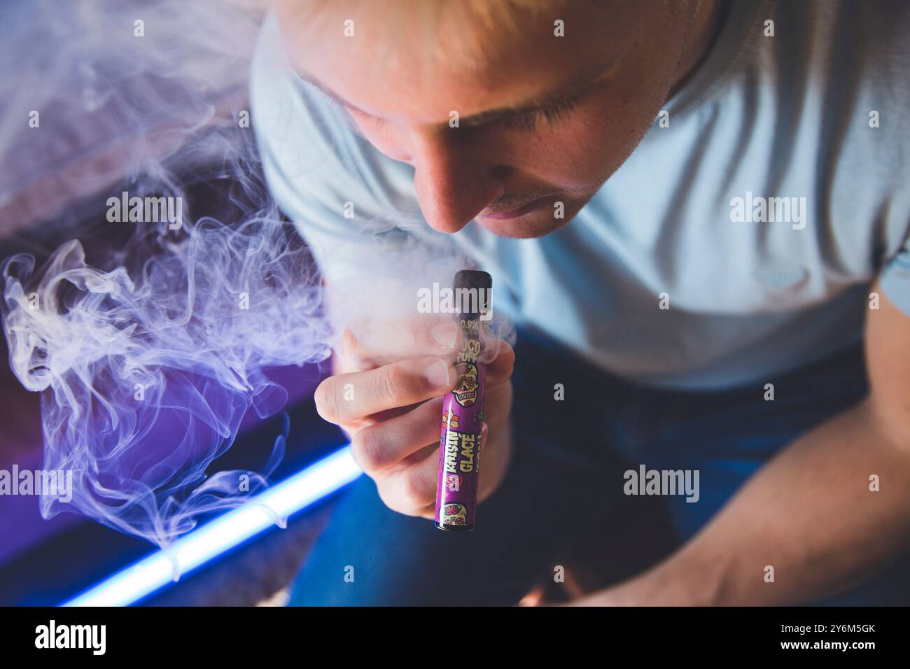Puff, small disposable electronic cigarette Stock Photo