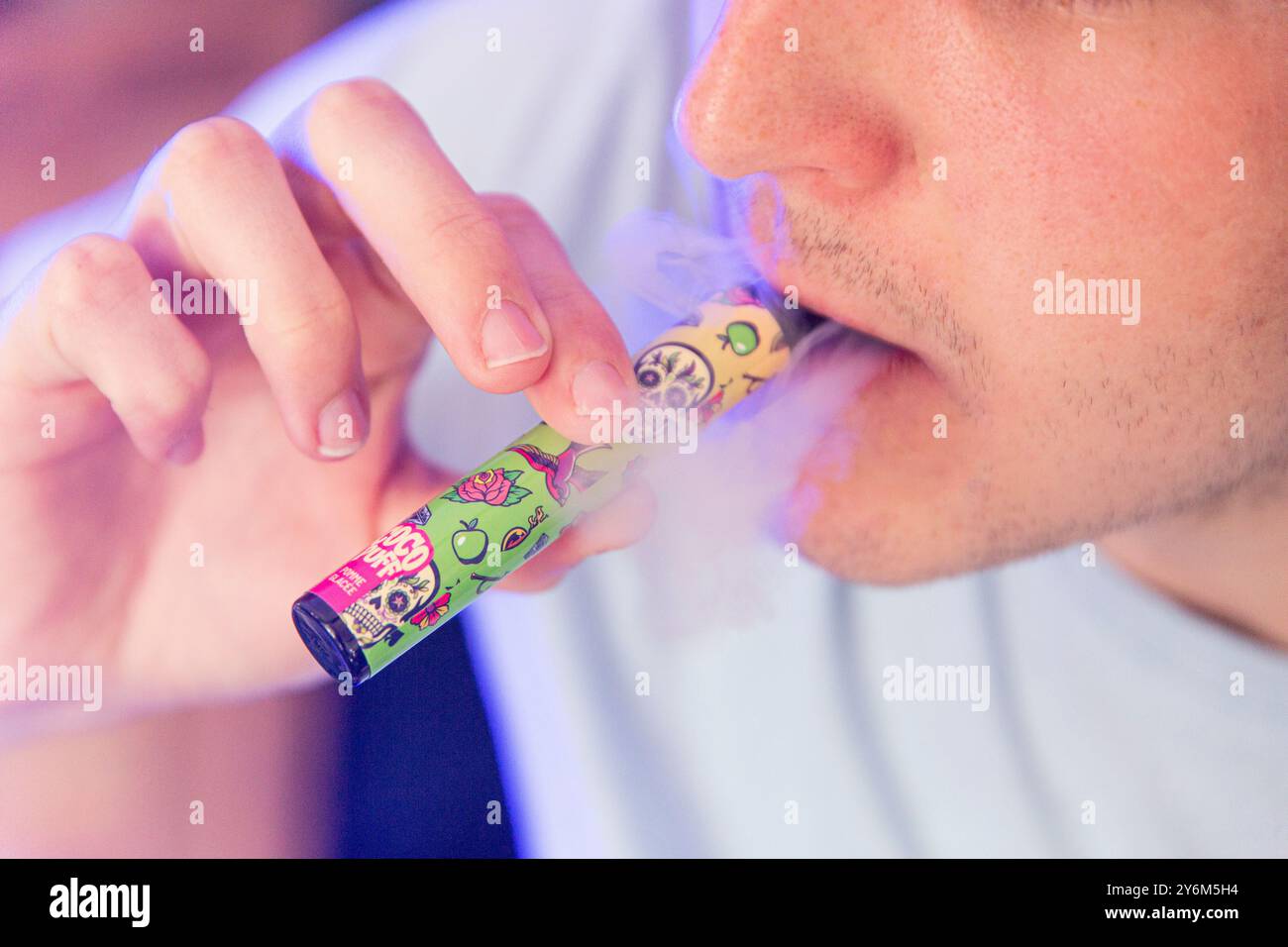 Puff, small disposable electronic cigarette Stock Photo