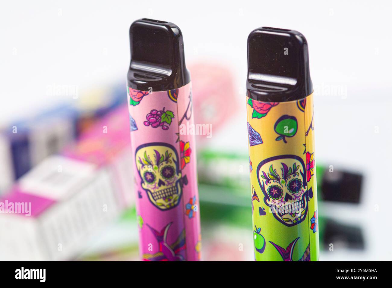 Puff, small disposable electronic cigarette Stock Photo