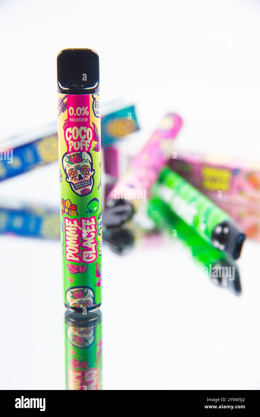 Puff, small disposable electronic cigarette Stock Photo