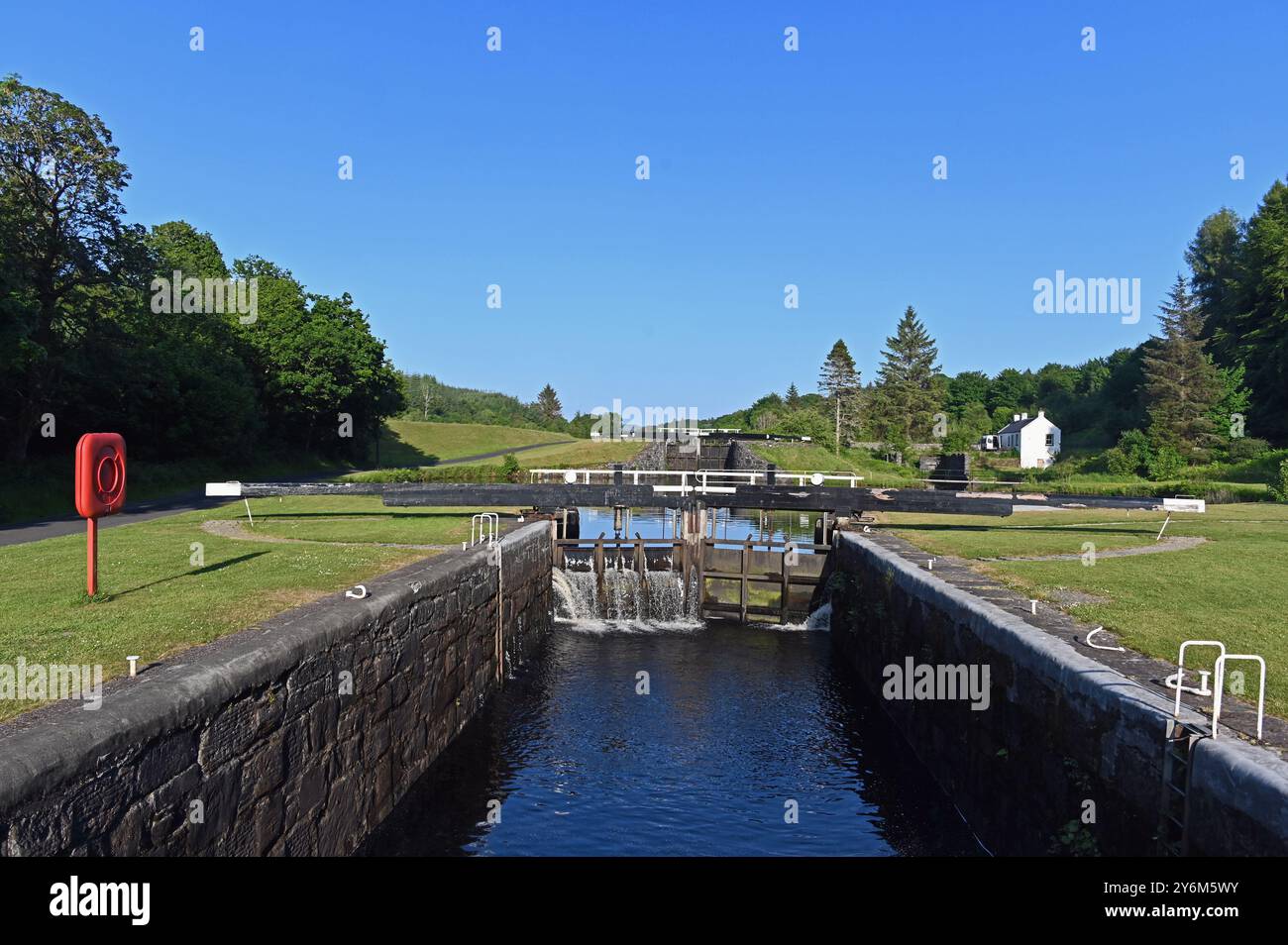 Locks at Dunardry. Crinan Canal, Argyll and Bute, Scotland, United Kingdom, Europe. Stock Photo