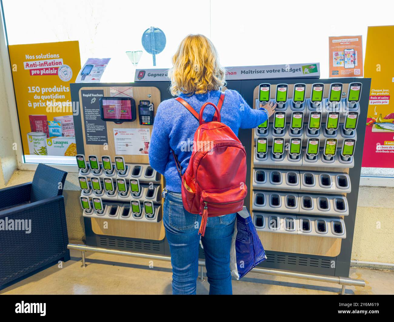 Bar code reader rack. Free-scanning, auto-scanning or self-scanning hand shower Stock Photo