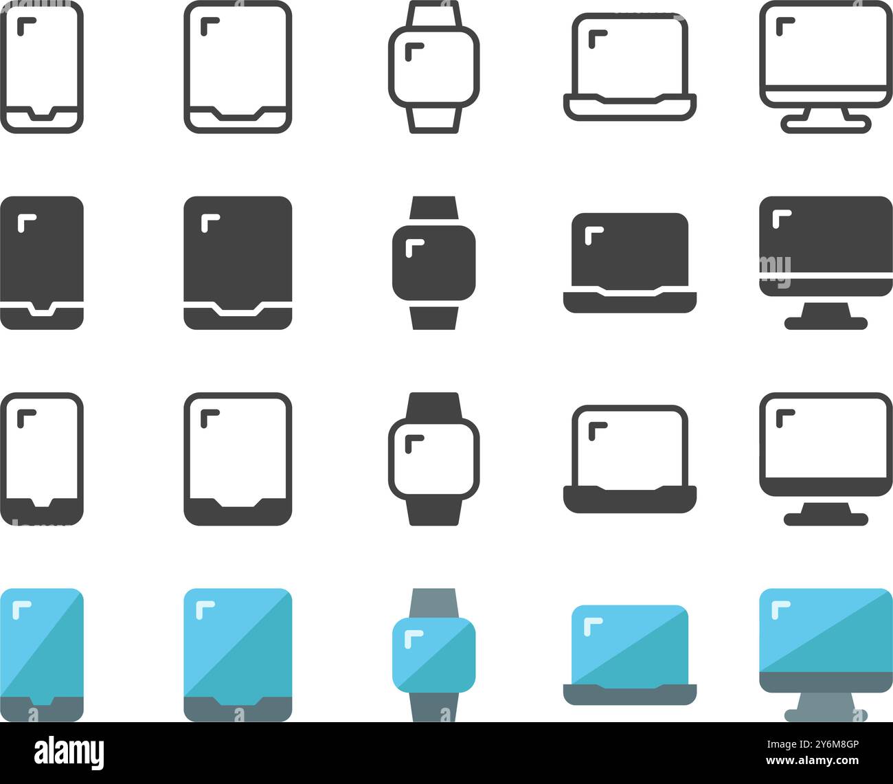 digital device icon set,four style icon,vector and illustration Stock Vector