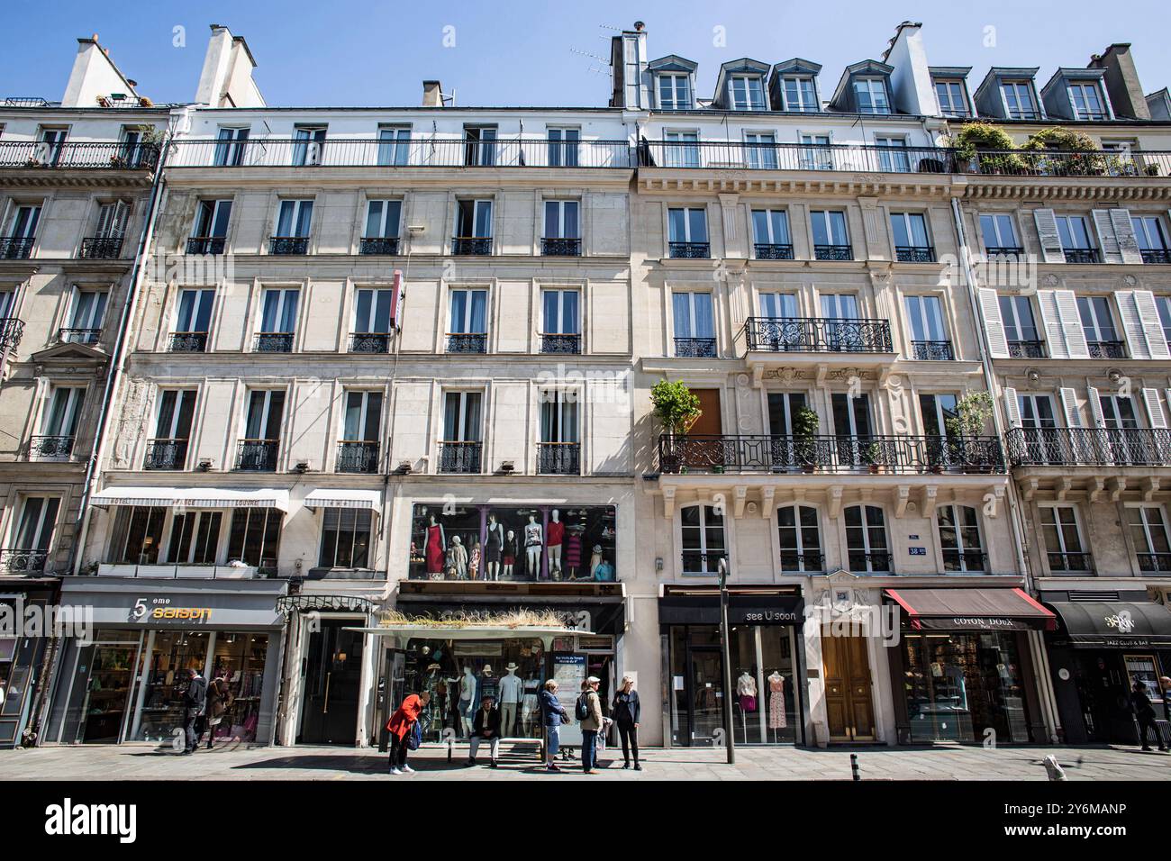 France, Paris, 75, 4th ARRT, Rue de Rivoli, building facades, May 2023 ...