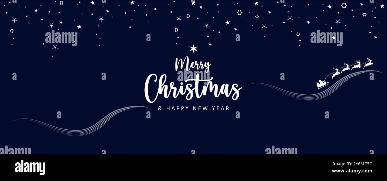 christmas banner santa claus in a sleigh with reindeer vector ...