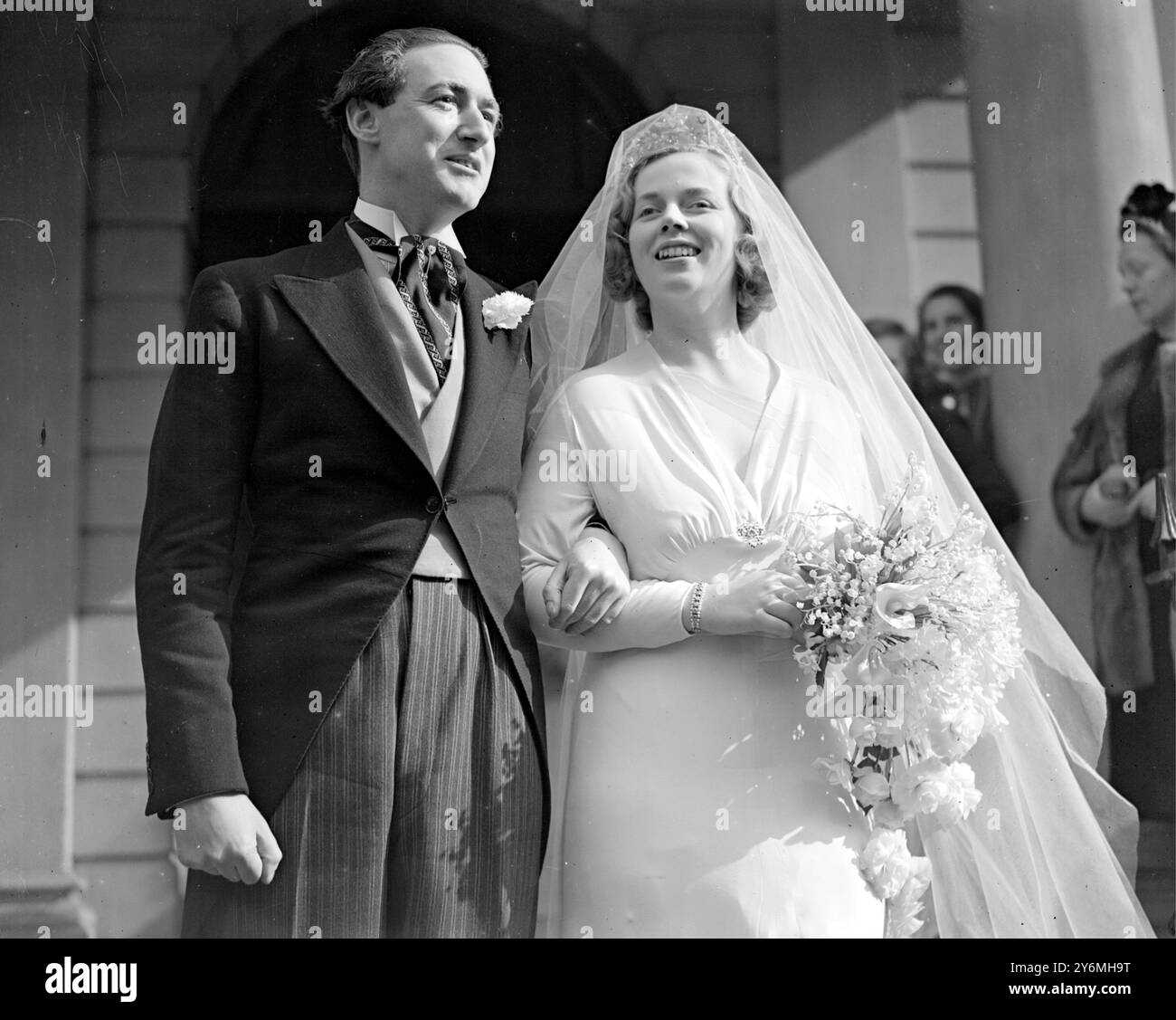 Wedding of Mr. Robin Mount and Lady Julia Peckham at Saint Peter’s, Vere Street  5 march 1938 Stock Photo
