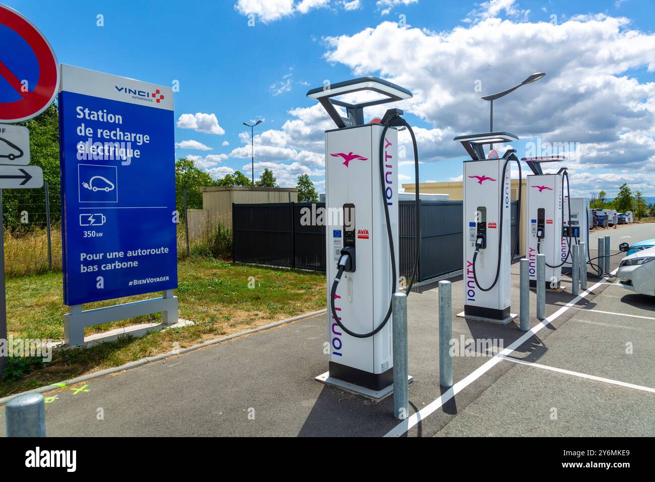 Electric car charging station on a motorway rest area. Ionity Stock ...