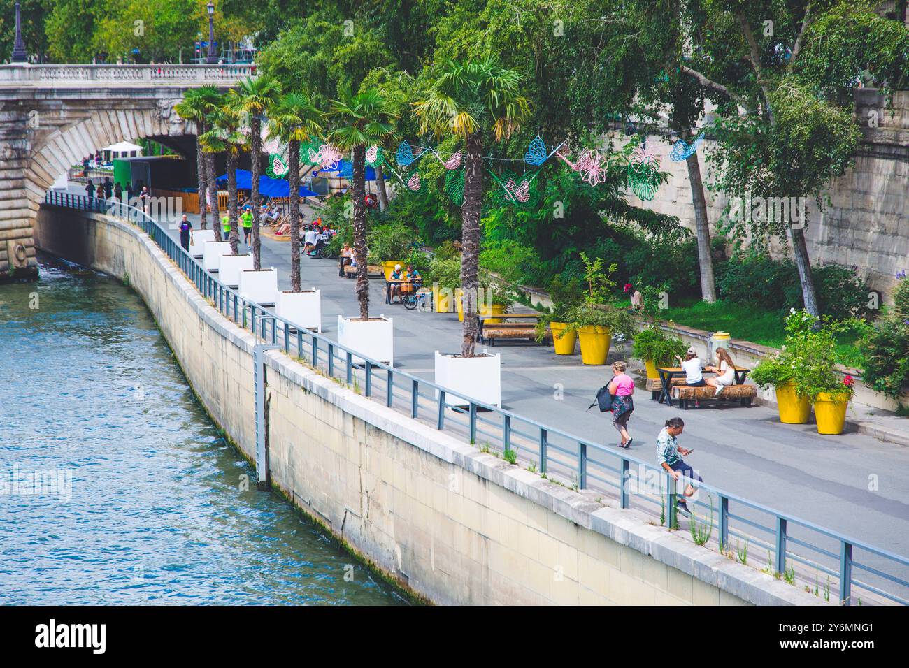 France, ile-de-France, Paris, Paris beach, Voie Georges Pompidou, 4th arrondissement Stock Photo