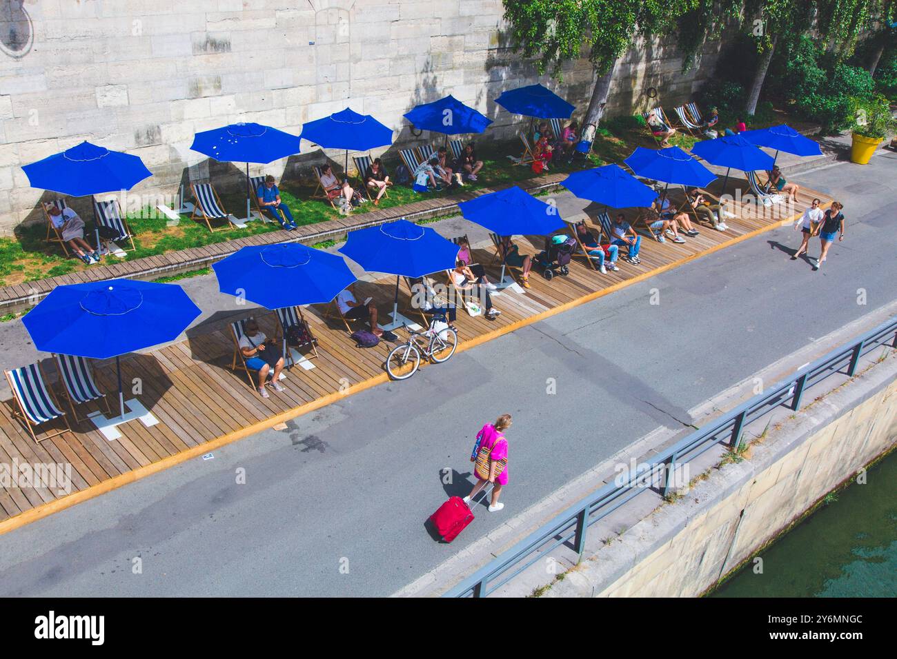 France, ile-de-France, Paris, Paris beach, Voie Georges Pompidou, 4th arrondissement Stock Photo