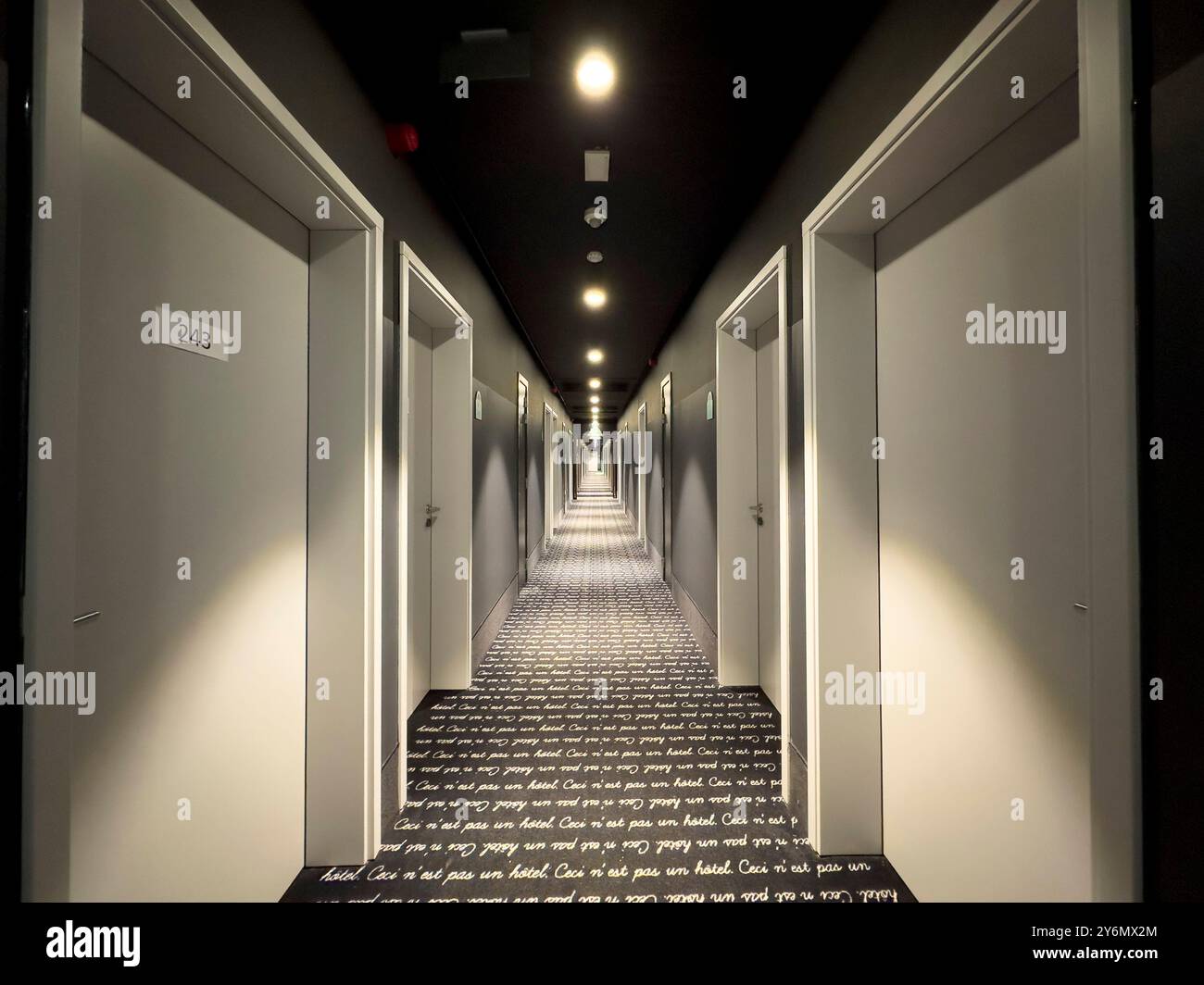 Belgium, Brussels, hotel corridor Stock Photo