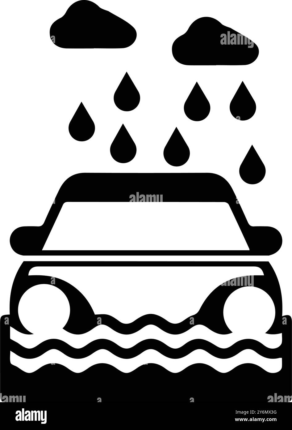 car, flood, disaster, icon, cloud, rain, car flood disaster icon Stock ...