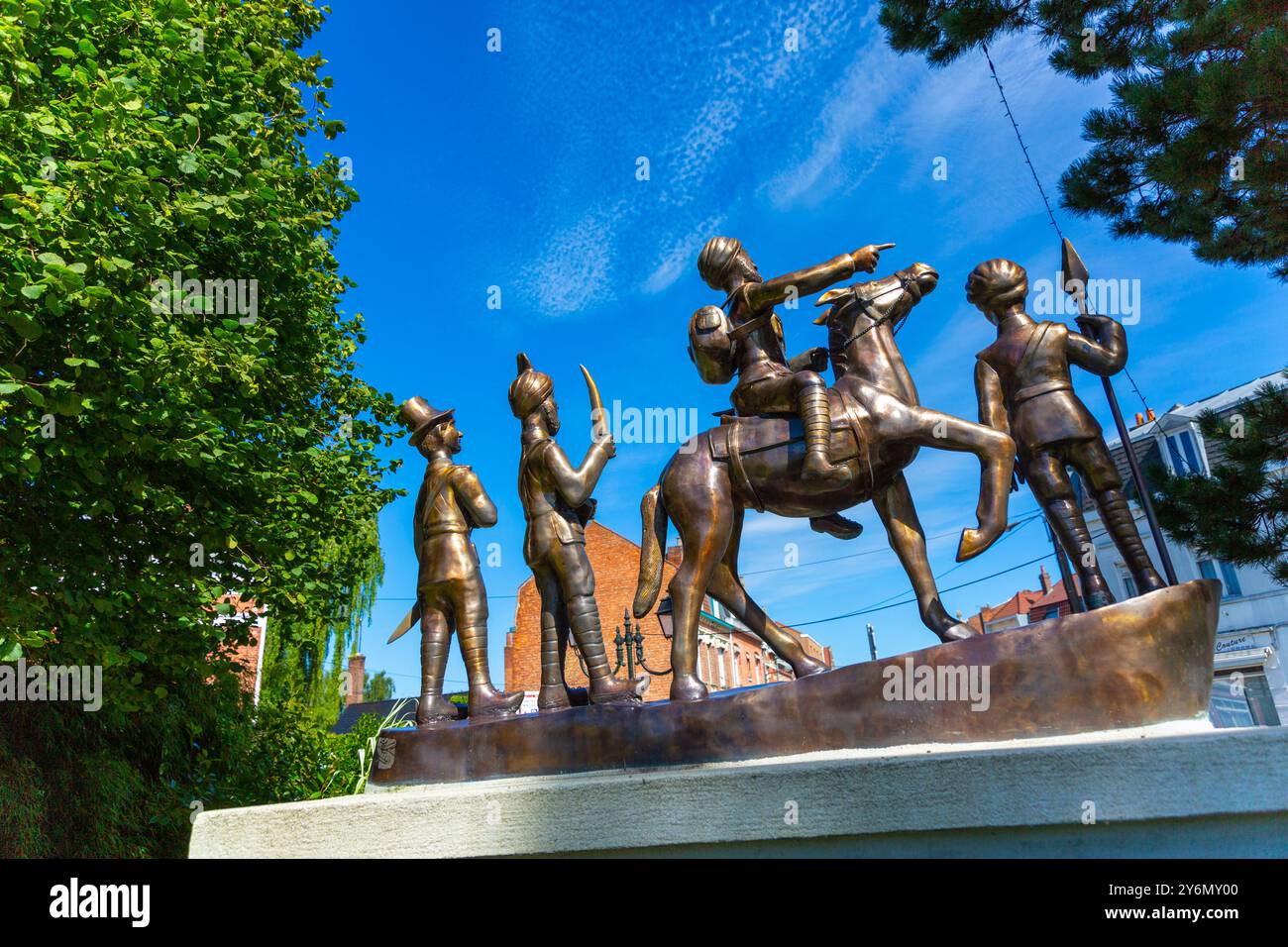 France, Hauts de France, Nord, Merville, stele, in honour of Indian soldiers Stock Photo