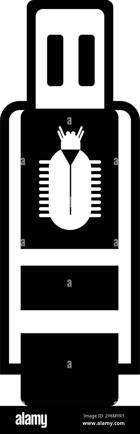 pendrive, bug, virus, usb, flash, computer drive, computer bug virus on usb flash drive icon Stock Vector