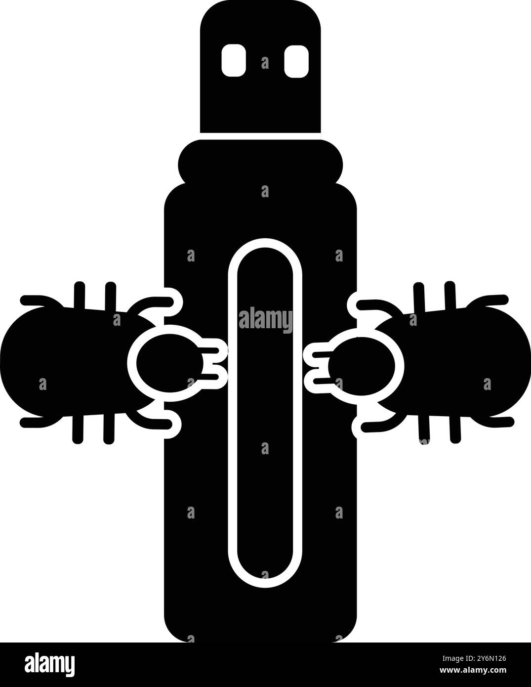 pendrive, bug, virus, usb, flash, computer drive, computer bug virus on usb flash drive icon Stock Vector