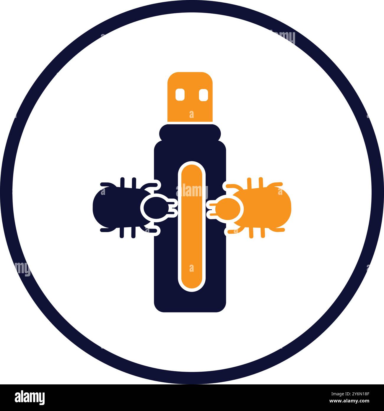pendrive, bug, virus, usb, flash, computer drive, computer bug virus on usb flash drive icon Stock Vector