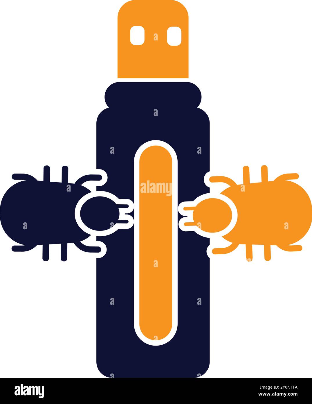 pendrive, bug, virus, usb, flash, computer drive, computer bug virus on usb flash drive icon Stock Vector
