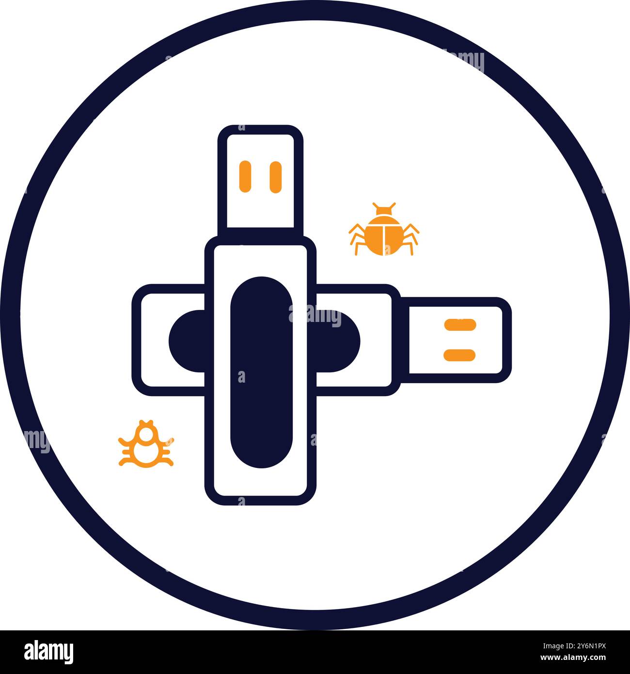 pendrive, bug, virus, usb, flash, computer drive, computer bug virus on usb flash drive icon Stock Vector