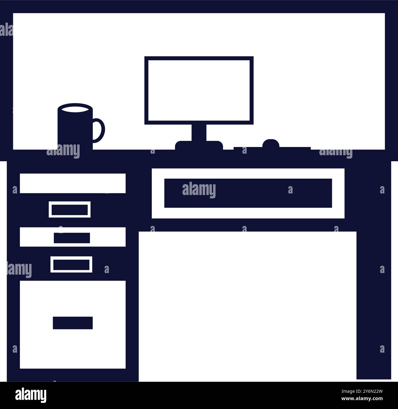 table, computer, computer table, lamp, pc, table lamp, desk table desktop workplace icon Stock Vector