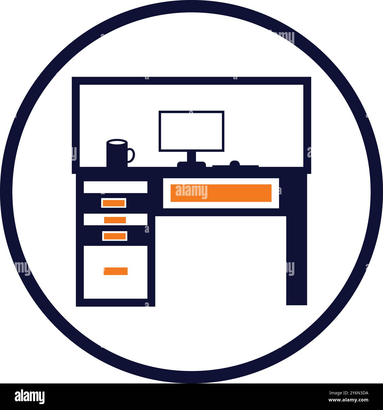 table, computer, computer table, lamp, pc, table lamp, desk table desktop workplace icon Stock Vector