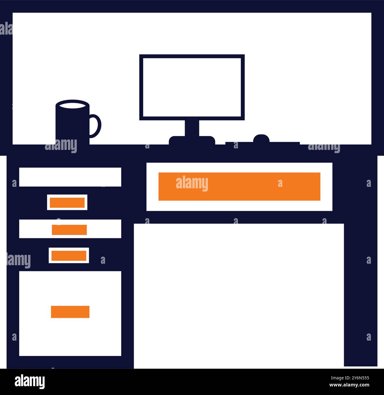 table, computer, computer table, lamp, pc, table lamp, desk table desktop workplace icon Stock Vector