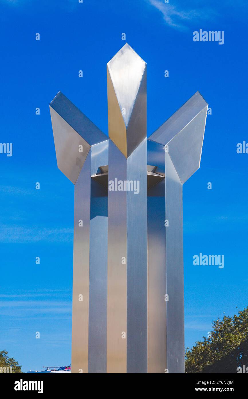 Belgium, Brussels, Porte de Namur, Signe de lumiere by Jacques Moeschal Stock Photo