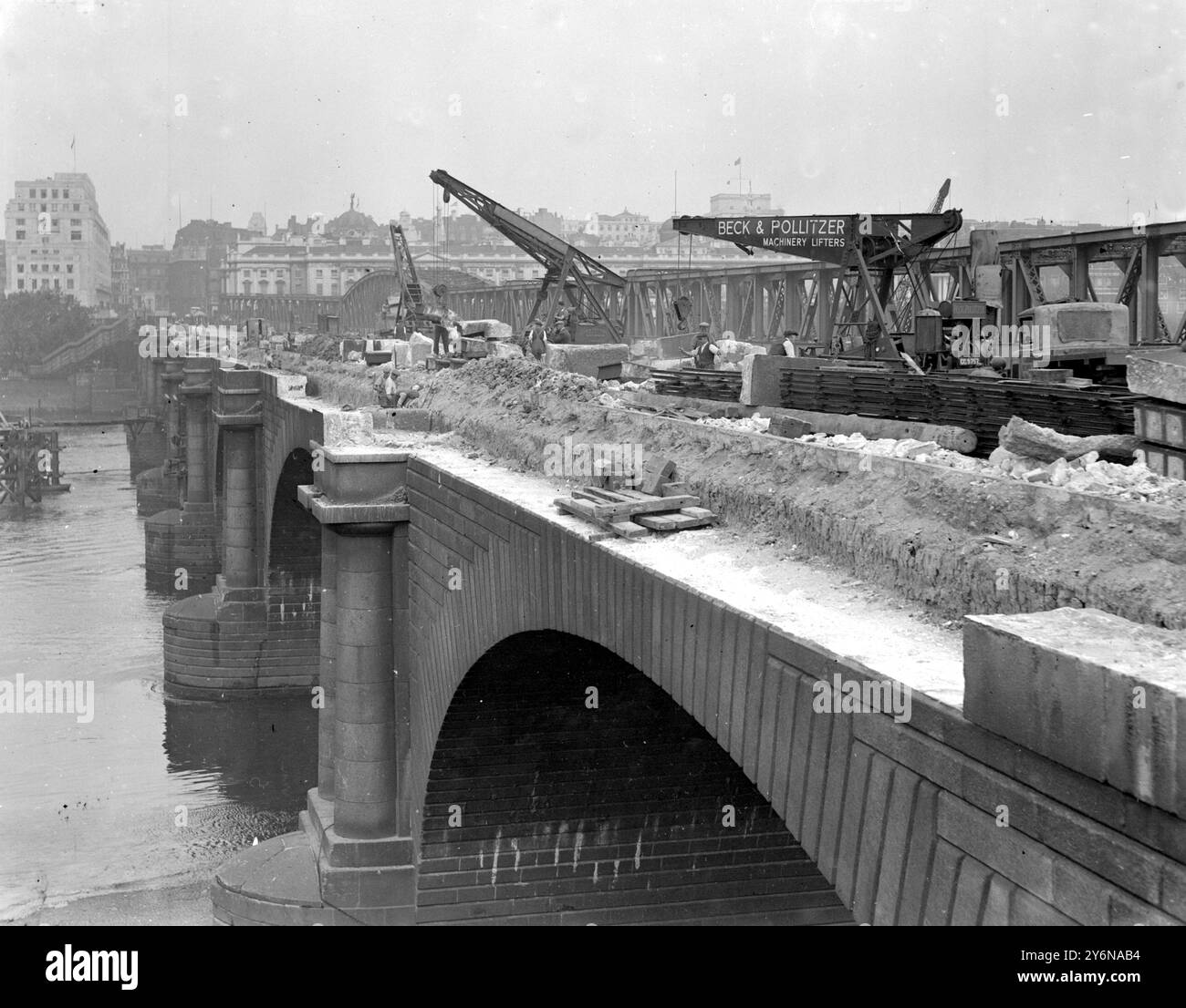 Waterloo Bridge in process of Demolishion. 18 July 1934 Stock Photo - Alamy