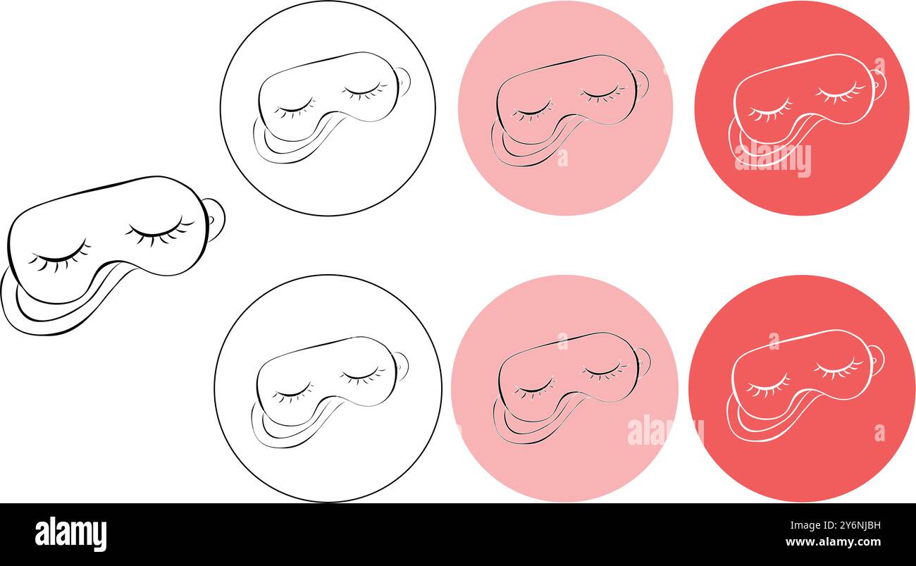 Sleeping mask vector logo set collection. Sleeping mask Outline flat ...
