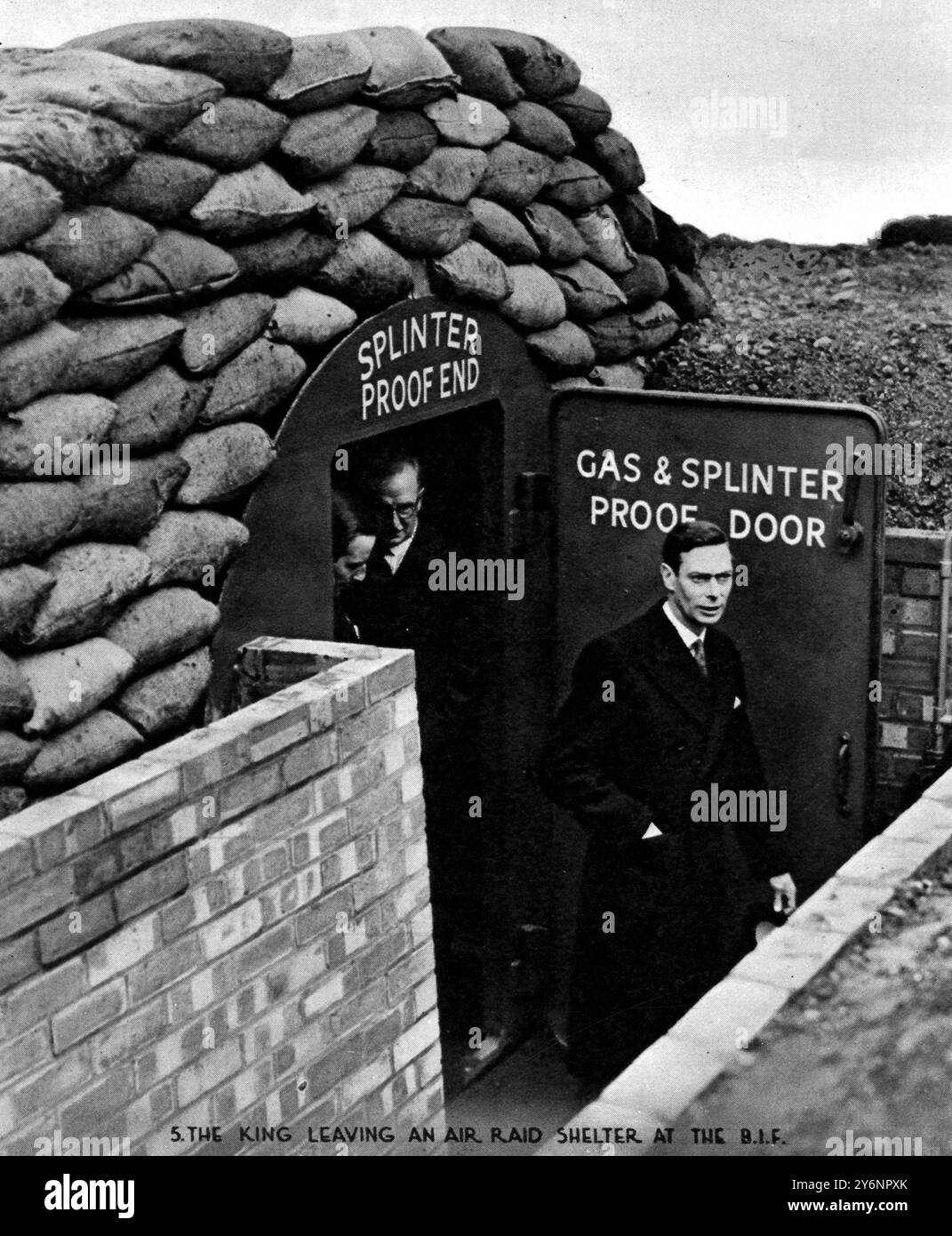 The King leaving an air raid shelter at the British Industries Fair at ...
