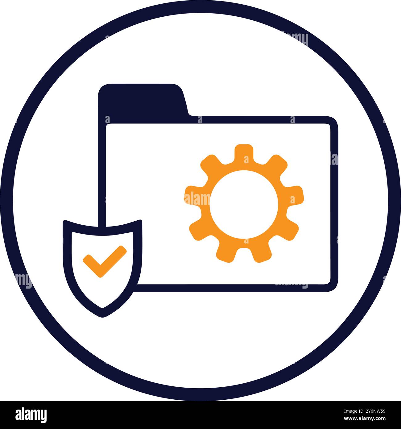 web, folder, secure, tick, gear, settings, information web folder security shield icon Stock Vector