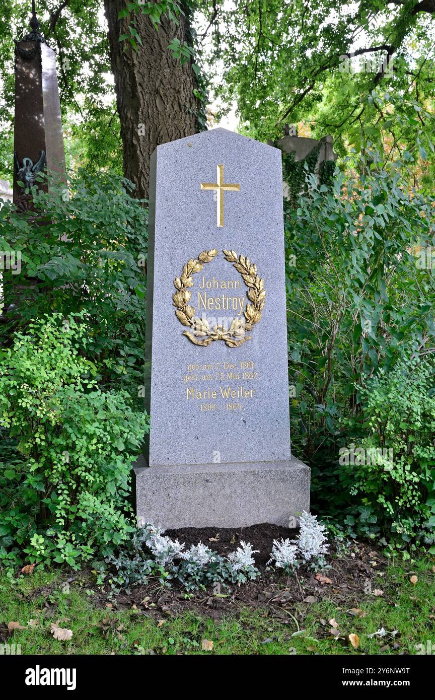 Vienna, Austria. Central Cemetery Vienna, Johann Nestroy ( 7 December 1801 in Vienna; † 25 May 1862 in Graz) was an Austrian dramatist, actor and oper Stock Photo