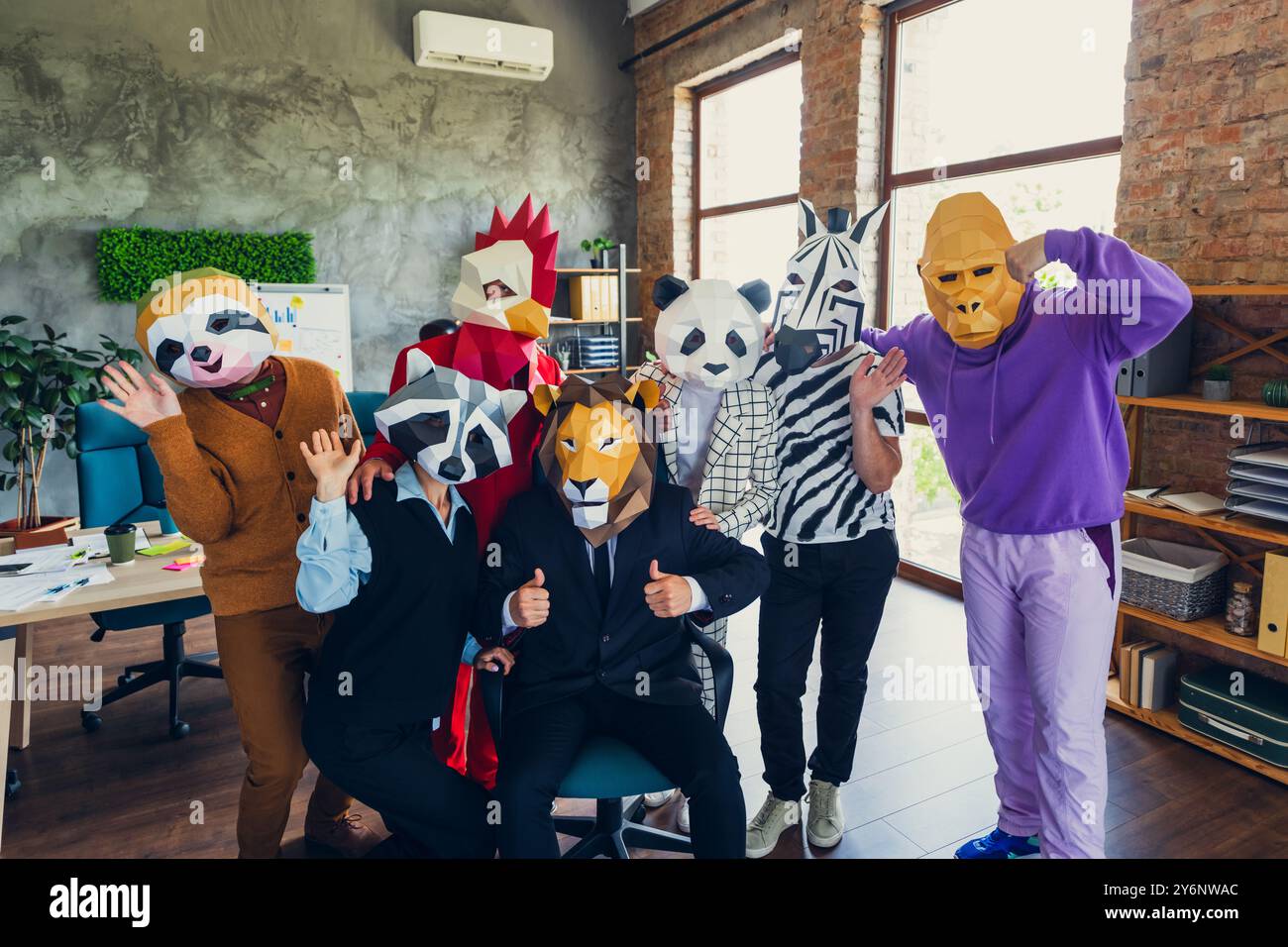 Photo of panda rooster gorilla lion sloth zebra raccoon mask business ...