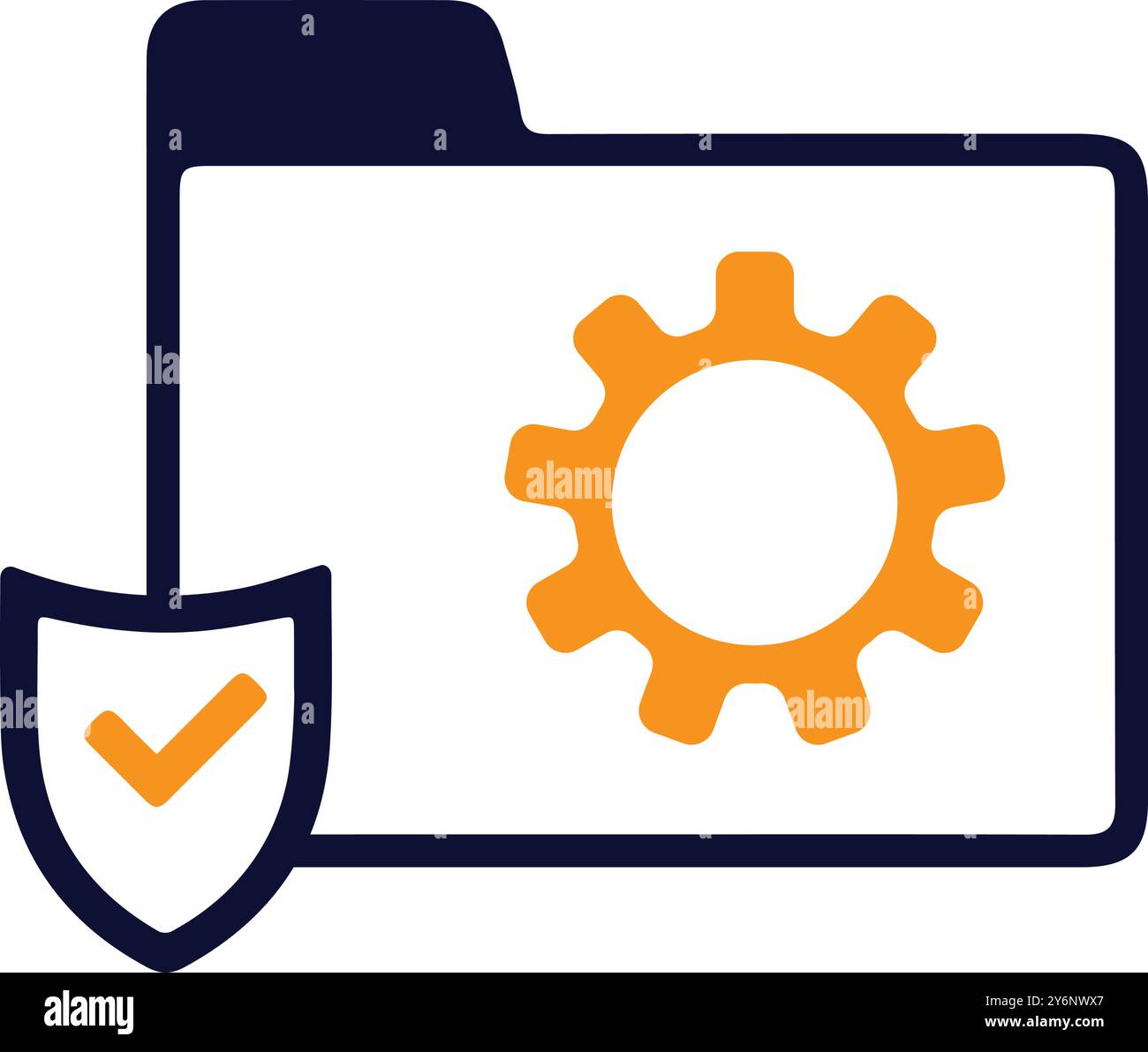 web, folder, secure, tick, gear, settings, information web folder security shield icon Stock Vector