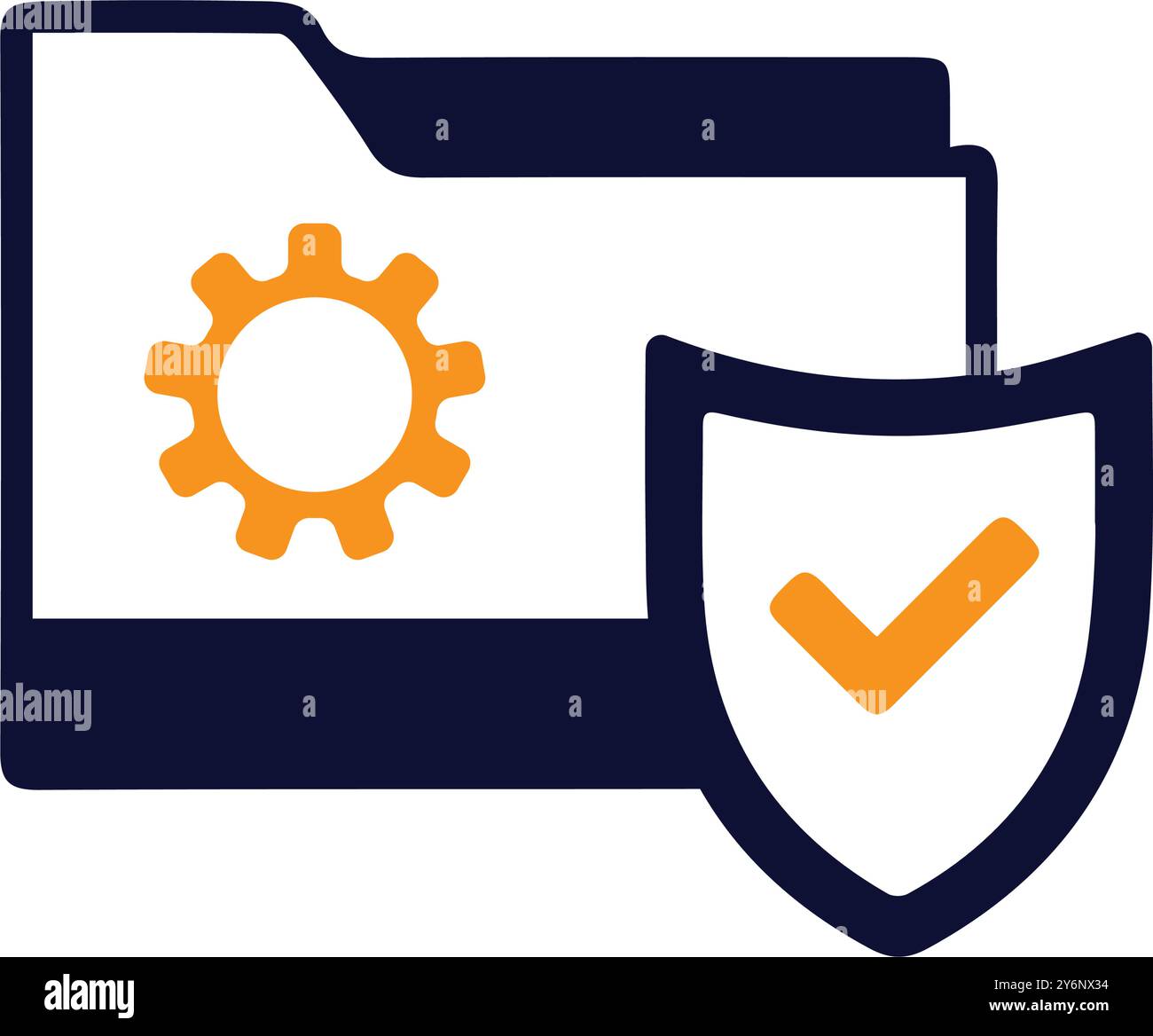 web, folder, secure, tick, gear, settings, information web folder security shield icon Stock Vector