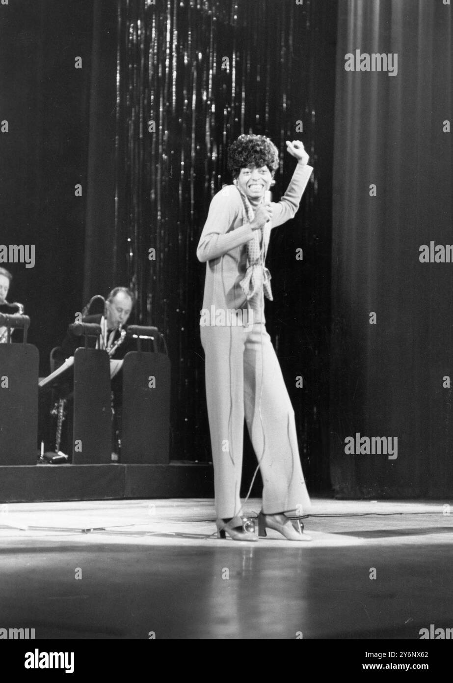 Diana Ross of the Supremes on stage during the dress rehearsal for the Royal Variety Performance at the London Palladium  18th November 1968 Stock Photo