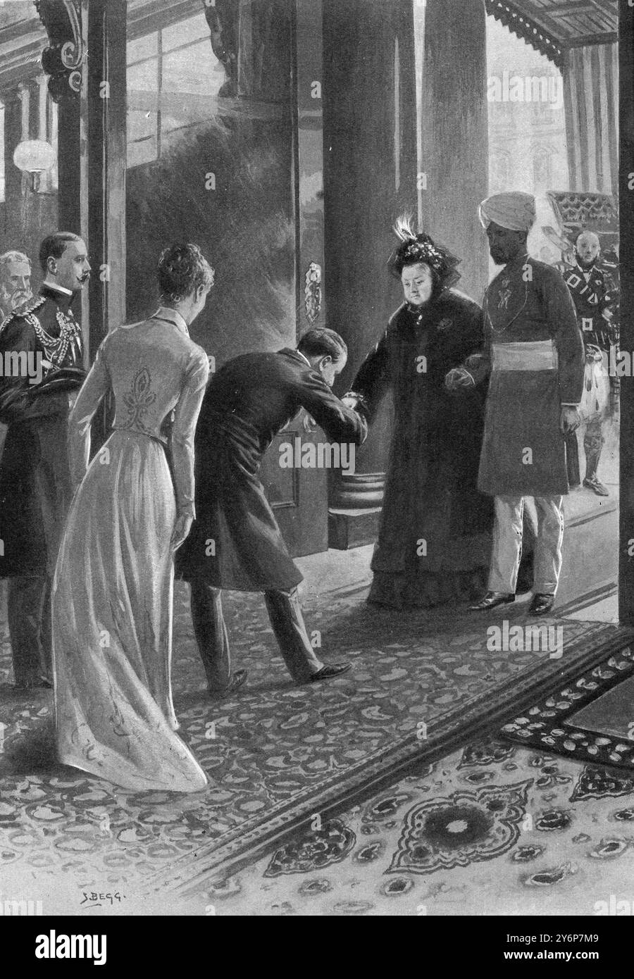 The Queen in Dublin: Her Majesty's visit to the Lord Lieutenant and Countess Cadogan at Dublin Castle. 1900. with Munshi Hafiz Abdul Karim Stock Photo