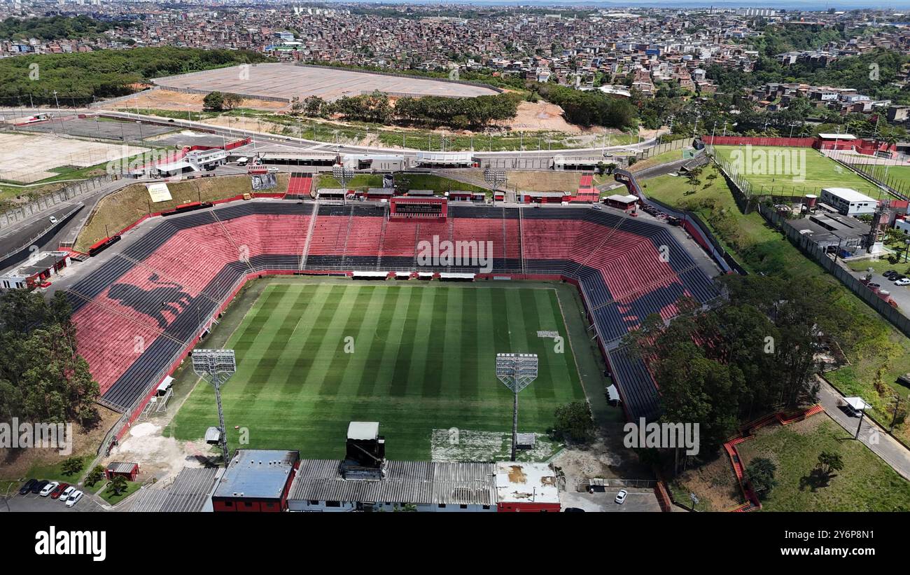 salvador, bahia, brazil - september 11, 2024: aerial view of the Manuela Barradas stadium - Barradao - in the city of Salvador. Stock Photo