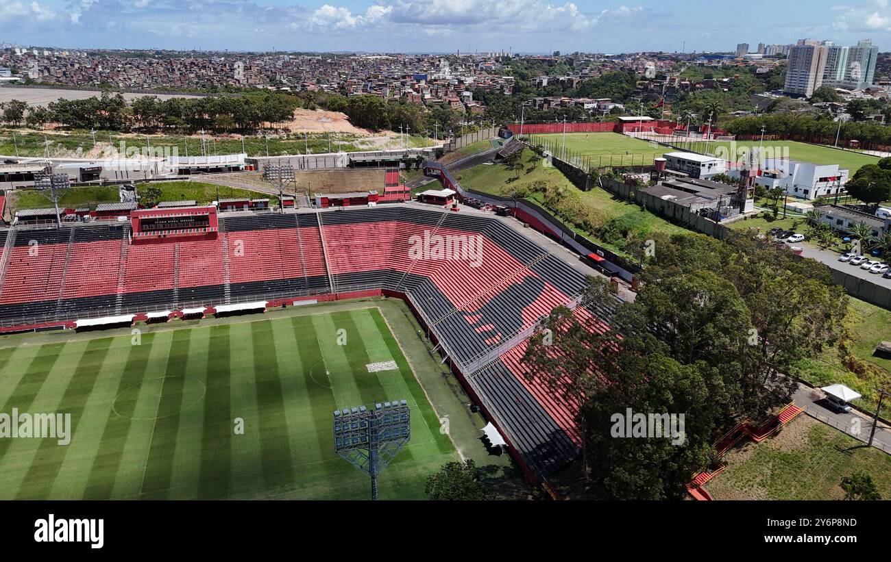 salvador, bahia, brazil - september 11, 2024: aerial view of the Manuela Barradas stadium - Barradao - in the city of Salvador. Stock Photo