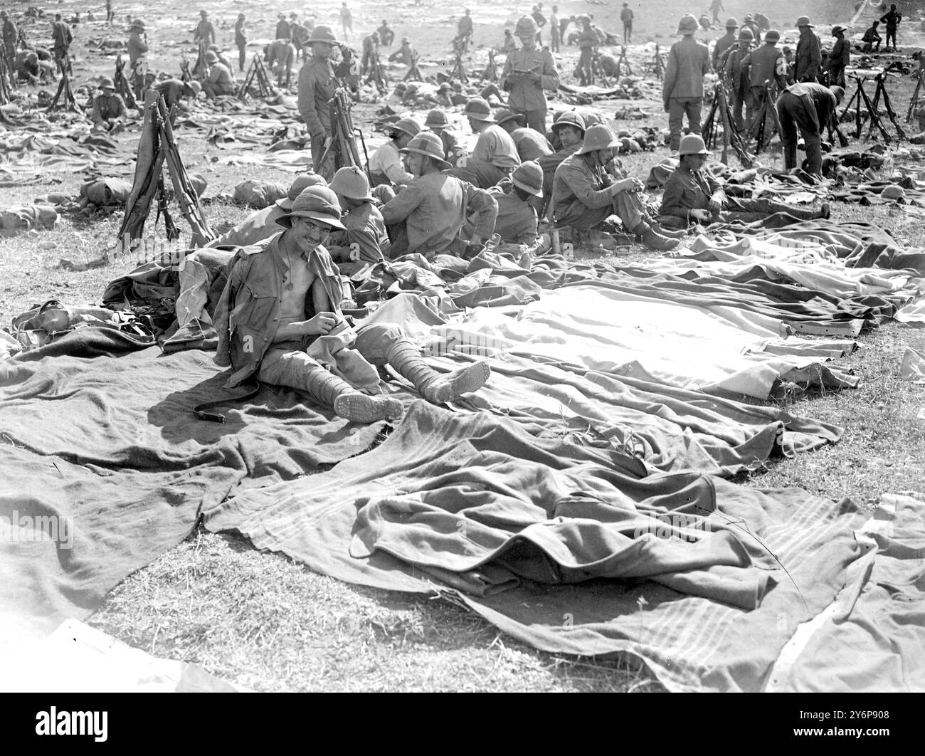 Image Lembed Salonika expedition 1915. British soldiers in camp at Lembed. 1916 ...