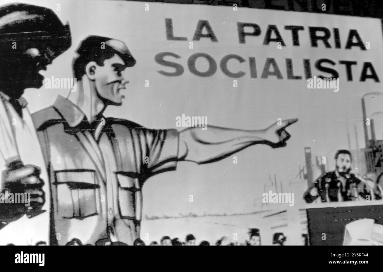 FIDEL CASTRO THE SOCIALIST COUNTRY - CUBAN POSTER /  ;  5 APRIL 1962 Stock Photo