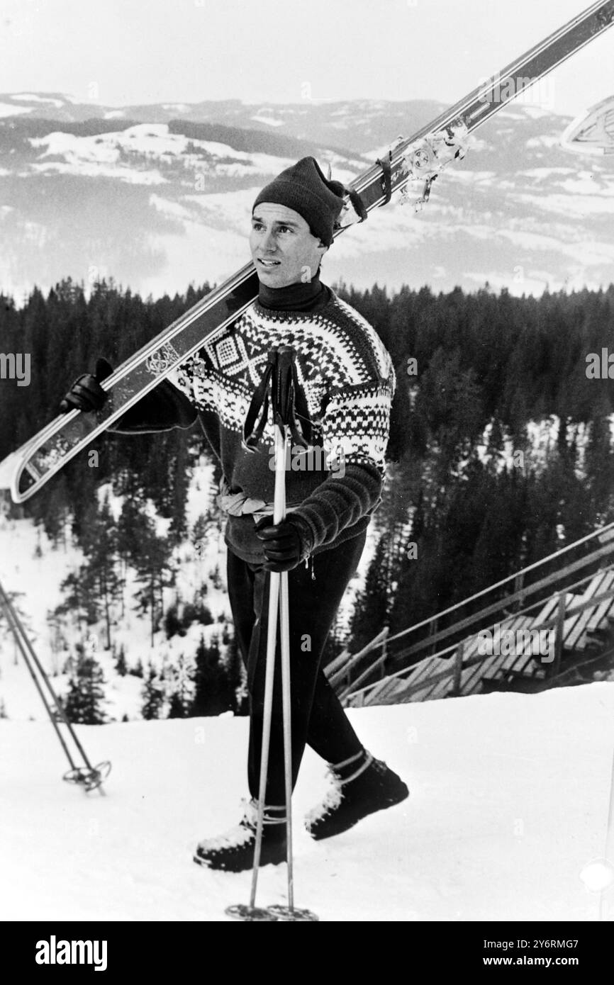 PRINCE KARIM AGA KHAN AT NORWAY ALPINE COMPETITION /   5 MARCH 1962 Stock Photo