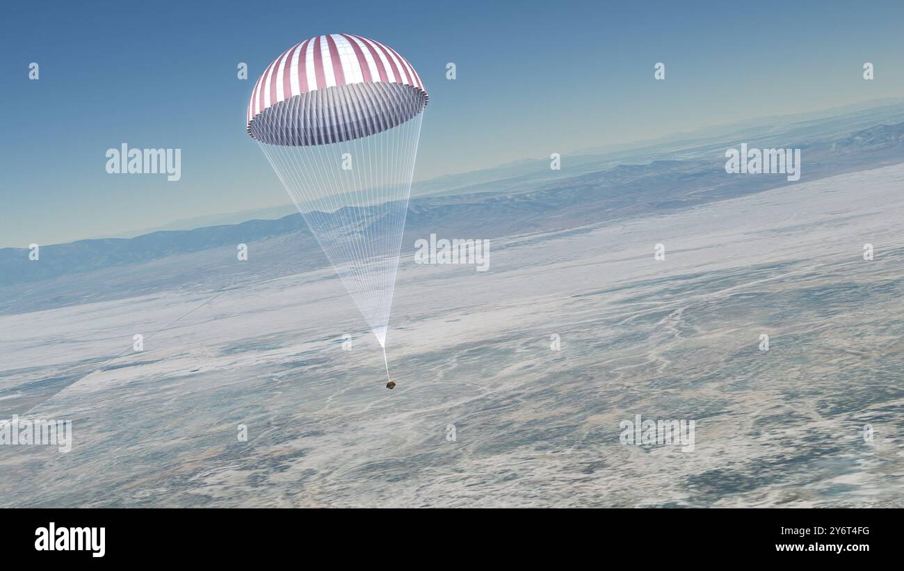 Space Capsule's Descent Stock Photo