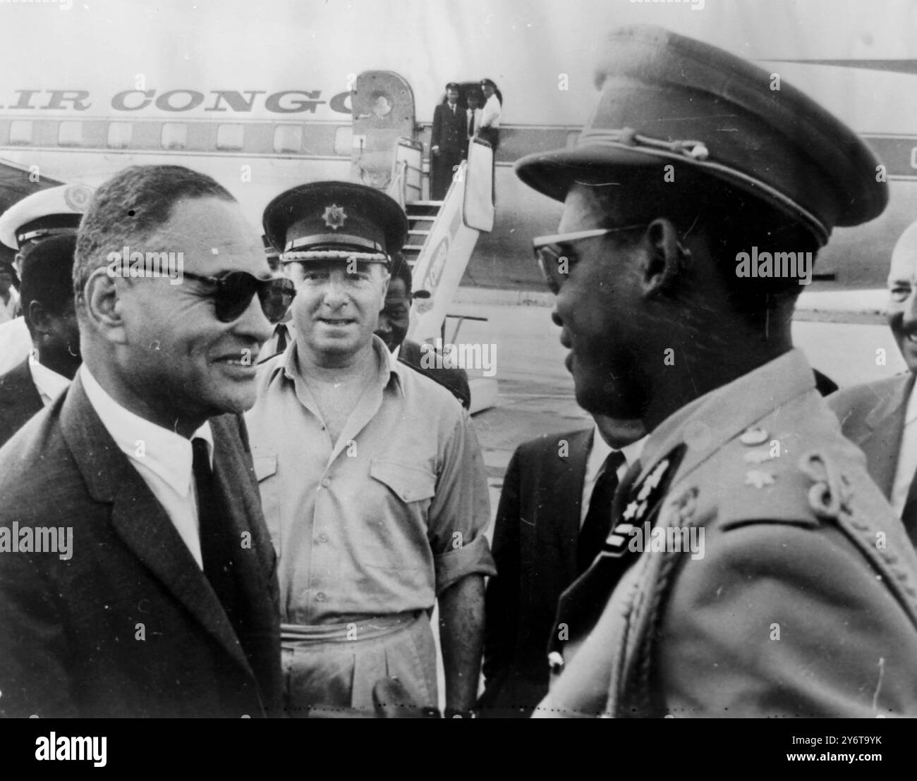 GENERAL JOSEPH MOBUTU WITH RALPH BUNCH IN CONGO 14 DECEMBER 1961 