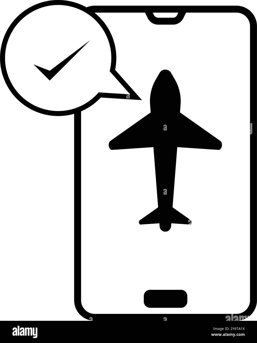 mobile, flight, plane, online, mobile online flight check-in icon Stock ...