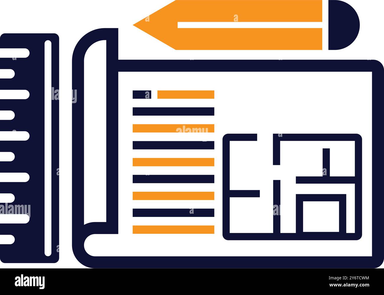 plan, building plan, scale, pencil, ruler, Planning icon Stock Vector