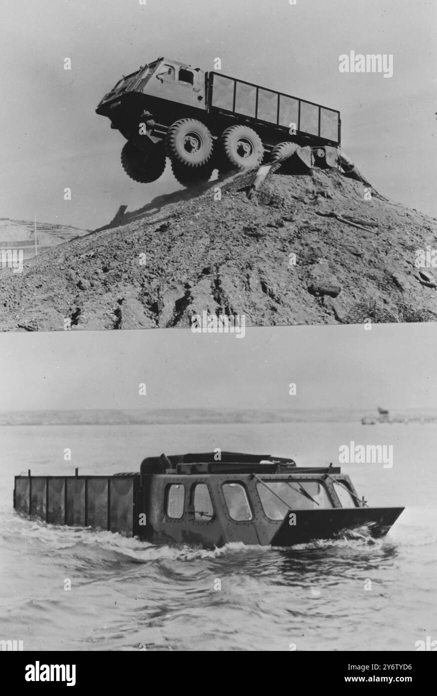 british-army-amphibious-truck-for-army-under-test-17-august-1961-stock