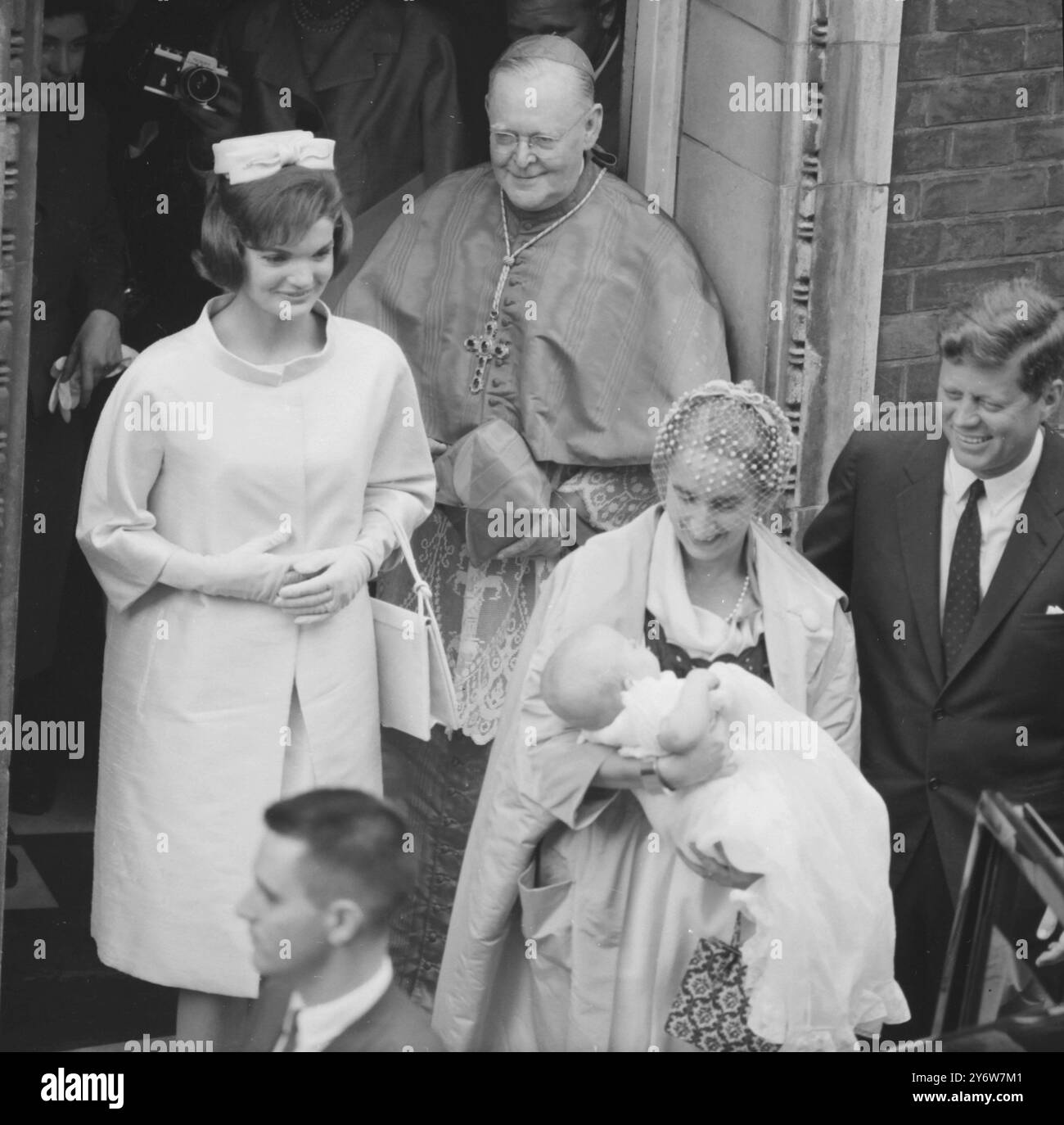 US PRESIDENT JOHN F KENNEDY AND WIFE JACQUELINA AT CHRISTENING OF ...
