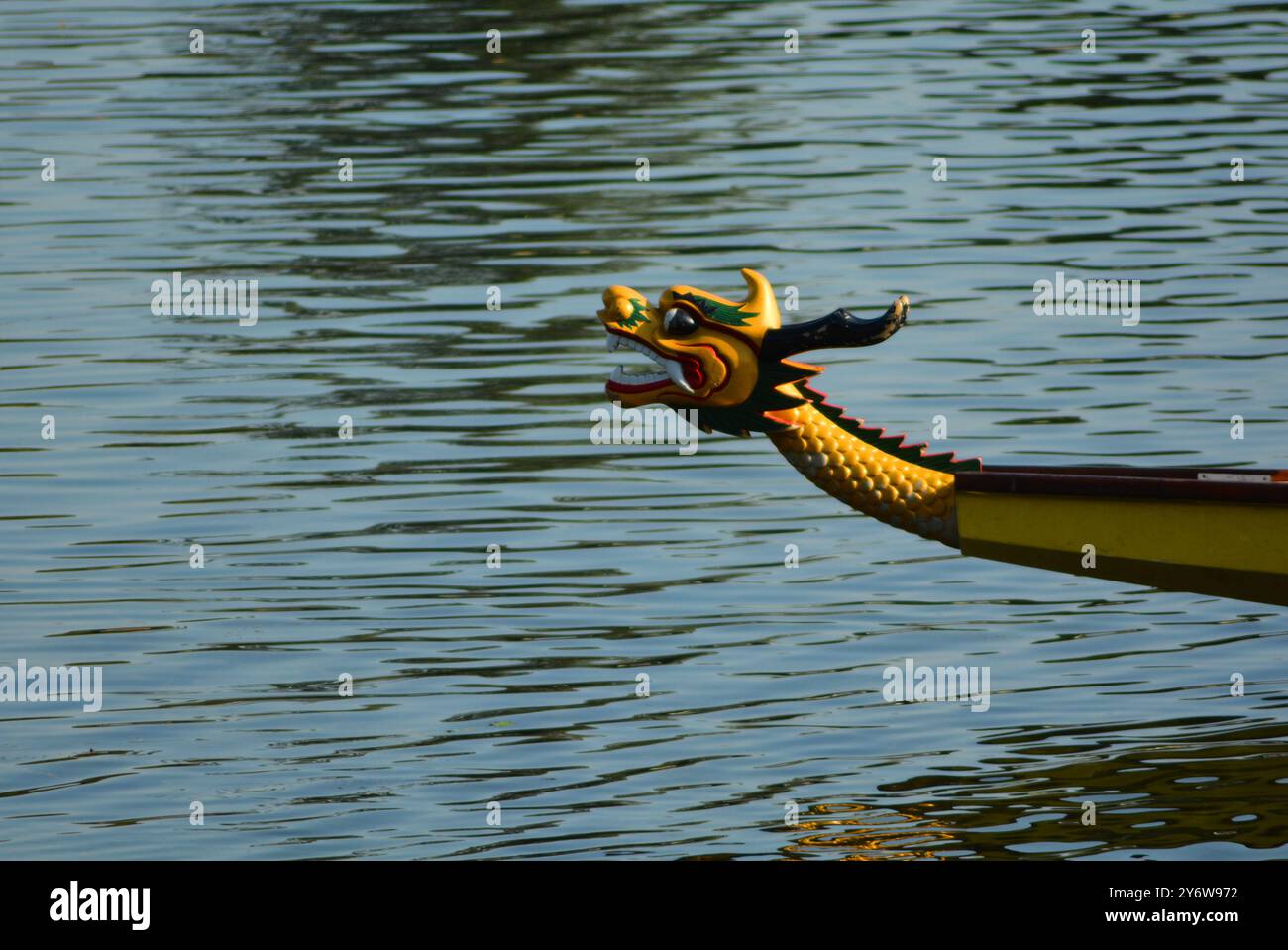 a boat prow in a shape of dragon on danube the river in Zemun (Serbia ...