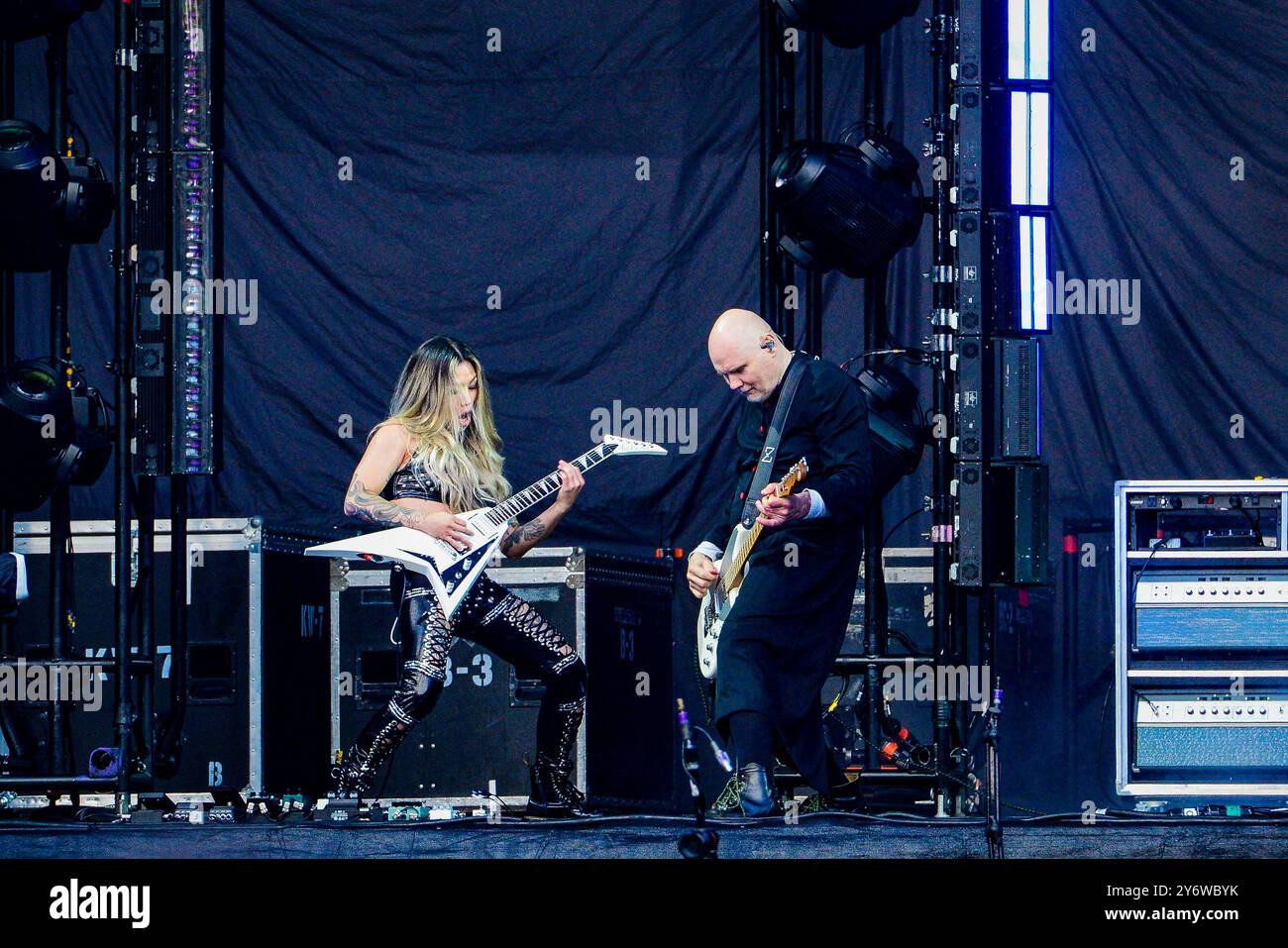 Kiki Wong and Billy of The Smashing Pumpkins perform on stage at